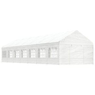 Prieel met dak 15,61x4,08x3,22 m polyetheen wit