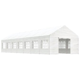 Prieel met dak 15,61x4,08x3,22 m polyetheen wit