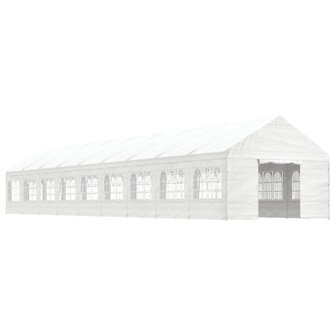 Prieel met dak 20,07x4,08x3,22 m polyetheen wit