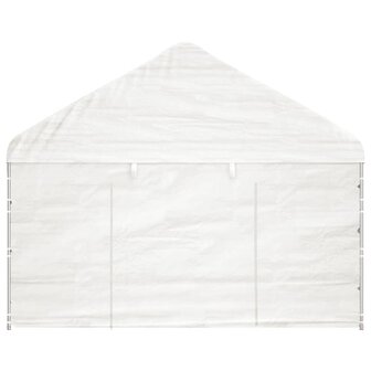 Prieel met dak 20,07x4,08x3,22 m polyetheen wit
