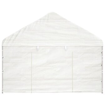 Prieel met dak 6,69x4,08x3,22 m polyetheen wit
