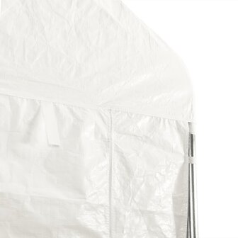 Prieel met dak 6,69x4,08x3,22 m polyetheen wit