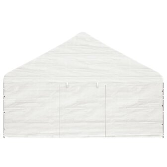 Prieel met dak 17,84x5,88x3,75 m polyetheen wit