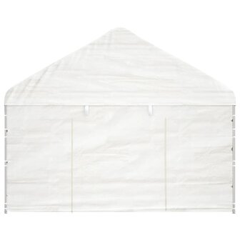 Prieel met dak 4,08x2,23x3,22 m polyetheen wit