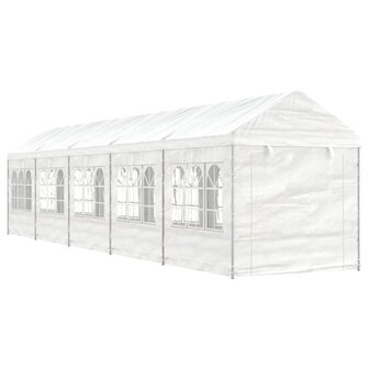 Prieel met dak 11,15x2,28x2,69 m polyetheen wit