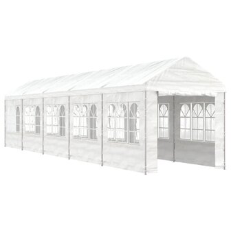 Prieel met dak 11,15x2,28x2,69 m polyetheen wit