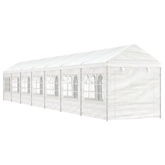Prieel met dak 15,61x2,28x2,69 m polyetheen wit