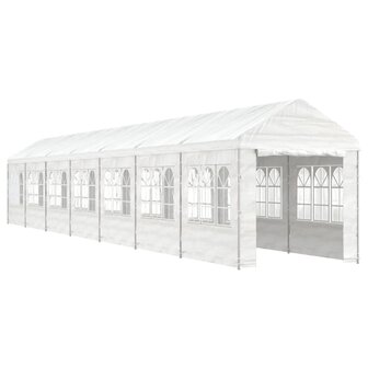 Prieel met dak 15,61x2,28x2,69 m polyetheen wit