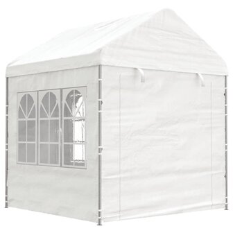 Prieel met dak 15,61x2,28x2,69 m polyetheen wit