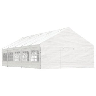 Prieel met dak 11,15x5,88x3,75 m polyetheen wit