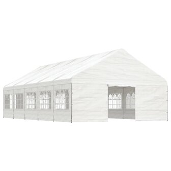 Prieel met dak 11,15x5,88x3,75 m polyetheen wit