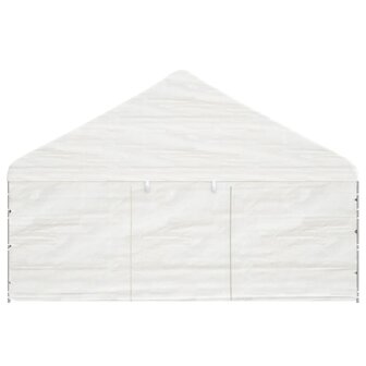 Prieel met dak 6,69x5,88x3,75 m polyetheen wit