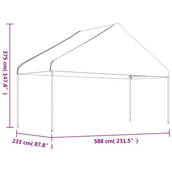 Prieel met dak 5,88x2,23x3,75 m polyetheen wit