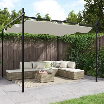 Pergola met uitschuifbaar dak 295x292x230 cr&egrave;mekleurig