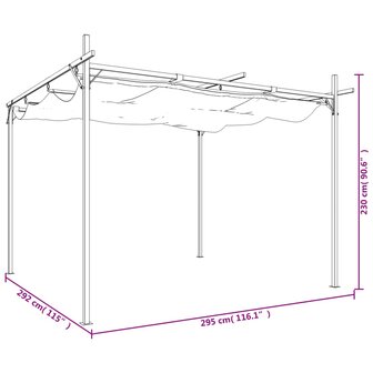 Pergola met uitschuifbaar dak 295x292x230 cr&egrave;mekleurig