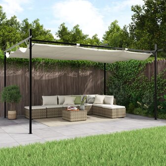 Pergola met uitschuifbaar dak 395x292x230 cr&egrave;mekleurig