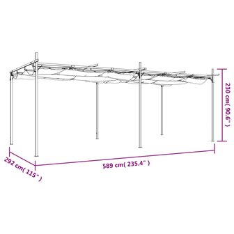 Pergola met uitschuifbaar dak 589x292x230 antracietkleurig