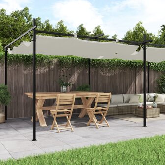 Pergola met uitschuifbaar dak 589x292x230 cr&egrave;mekleurig