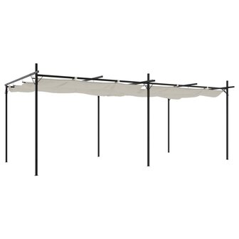Pergola met uitschuifbaar dak 589x292x230 cr&egrave;mekleurig