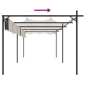Pergola met uitschuifbaar dak 589x292x230 cr&egrave;mekleurig