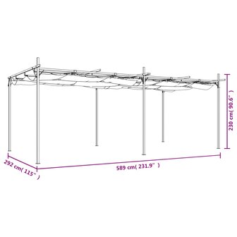 Pergola met uitschuifbaar dak 589x292x230 cr&egrave;mekleurig
