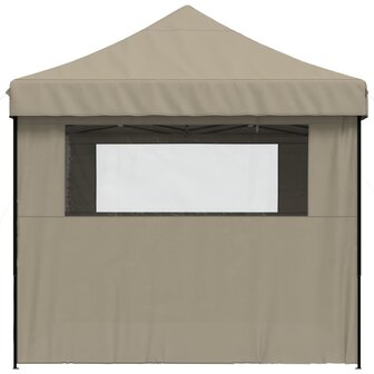 Partytent inklapbaar pop-up met 4 zijwanden taupe