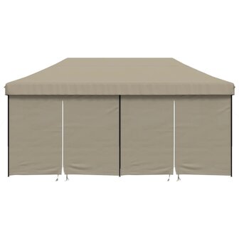 Partytent inklapbaar pop-up met 4 zijwanden taupe