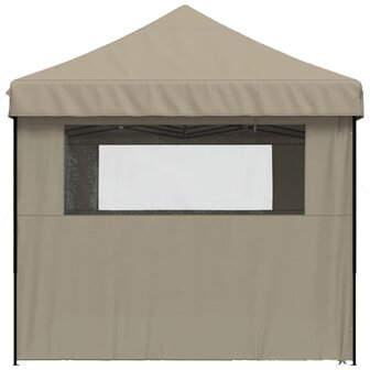 Partytent inklapbaar pop-up met 4 zijwanden taupe