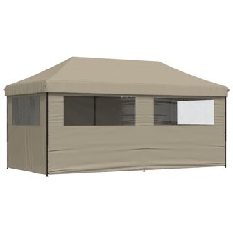 Partytent inklapbaar pop-up met 4 zijwanden taupe
