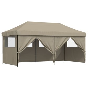 Partytent inklapbaar pop-up met 4 zijwanden taupe