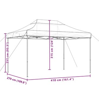 Partytent inklapbaar pop-up 410x279x315 cm bruin