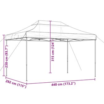 Partytent inklapbaar pop-up 440x292x315 cm bruin