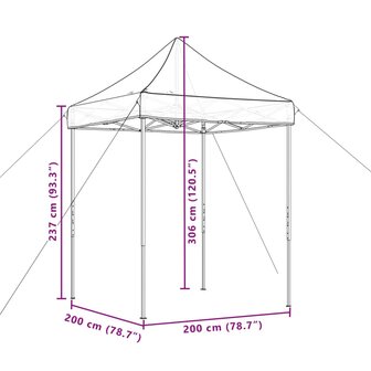 Partytent inklapbaar pop-up 200x200x306 cm bruin