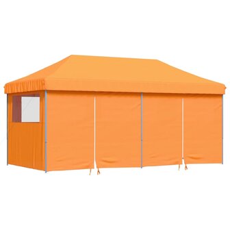 Partytent inklapbaar pop-up met 4 zijwanden oranje