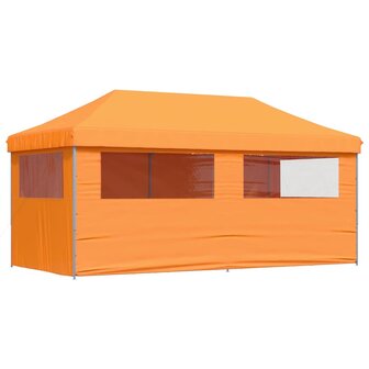 Partytent inklapbaar pop-up met 4 zijwanden oranje