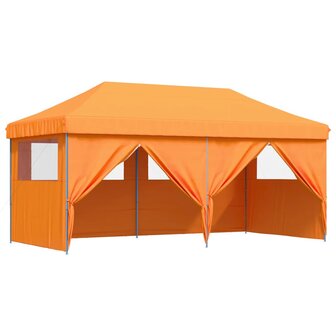 Partytent inklapbaar pop-up met 4 zijwanden oranje