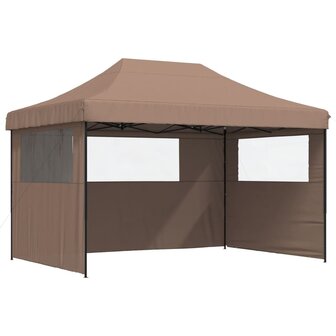 Partytent inklapbaar pop-up met 3 zijwanden bruin