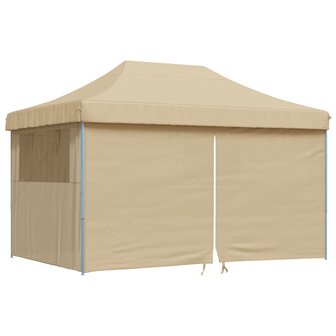 Partytent inklapbaar pop-up met 4 zijwanden beige