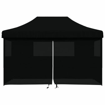 Partytent inklapbaar pop-up met 4 zijwanden zwart