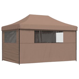 Partytent inklapbaar pop-up met 4 zijwanden bruin