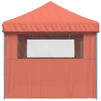 Partytent inklapbaar pop-up met 3 zijwanden terracottakleurig