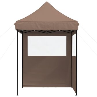 Partytent inklapbaar pop-up met 2 zijwanden bruin