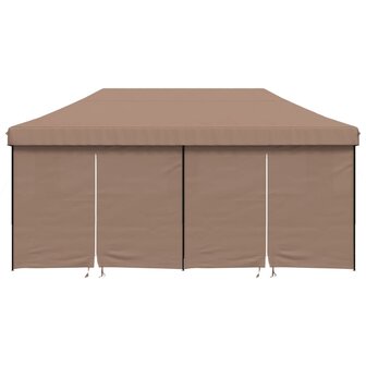 Partytent inklapbaar pop-up met 4 zijwanden bruin