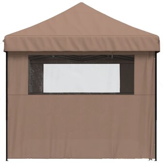 Partytent inklapbaar pop-up met 4 zijwanden bruin