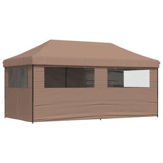 Partytent inklapbaar pop-up met 4 zijwanden bruin