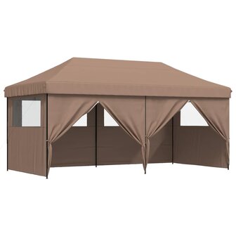 Partytent inklapbaar pop-up met 4 zijwanden bruin