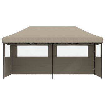 Partytent inklapbaar pop-up met 3 zijwanden taupe