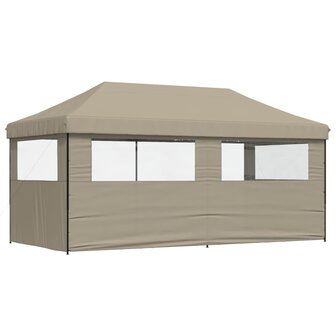 Partytent inklapbaar pop-up met 3 zijwanden taupe