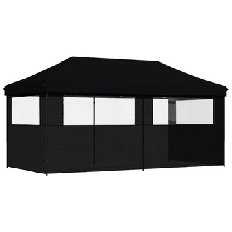 Partytent inklapbaar pop-up met 3 zijwanden zwart