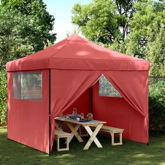Partytent inklapbaar pop-up met 4 zijwanden bordeauxrood